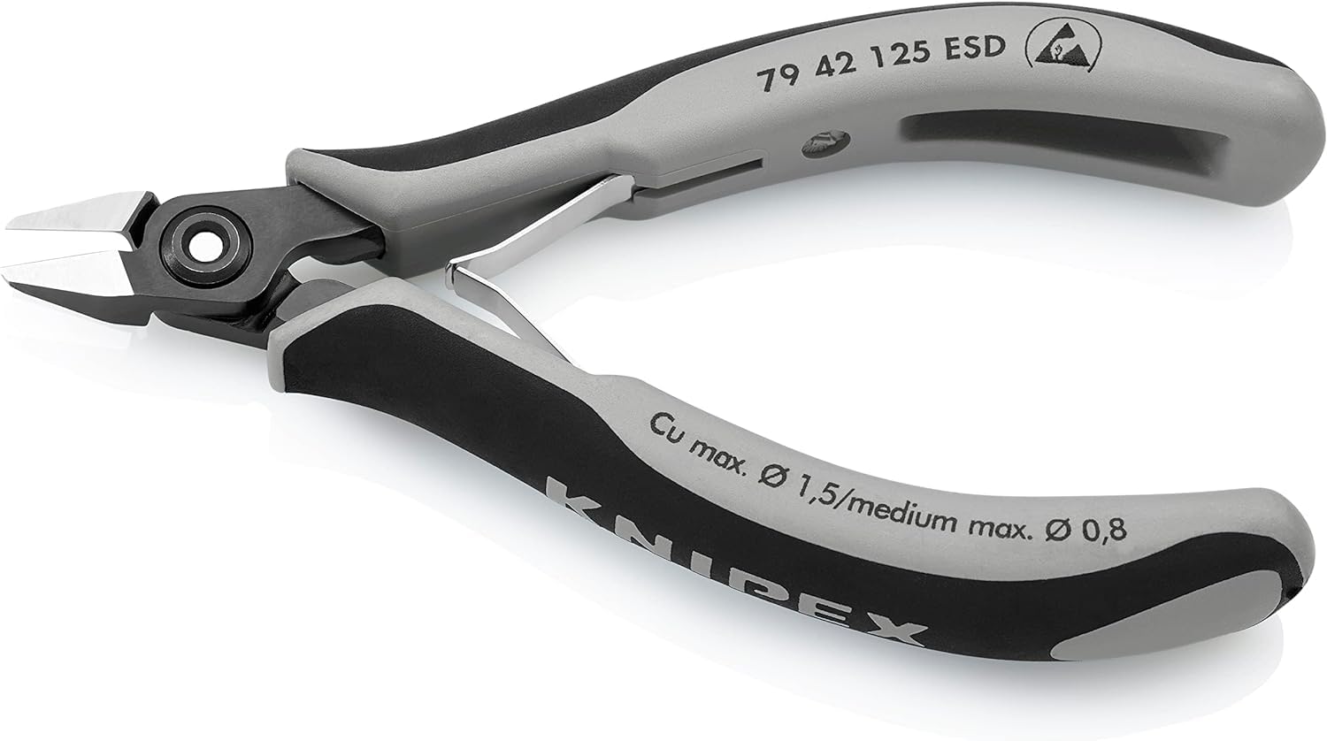 KNIPEX Precyzyjne szczypce tnące boczne dla elektroników ESD z osłonkami wielokomponentowymi 125 mm, 79 42 125 ESD