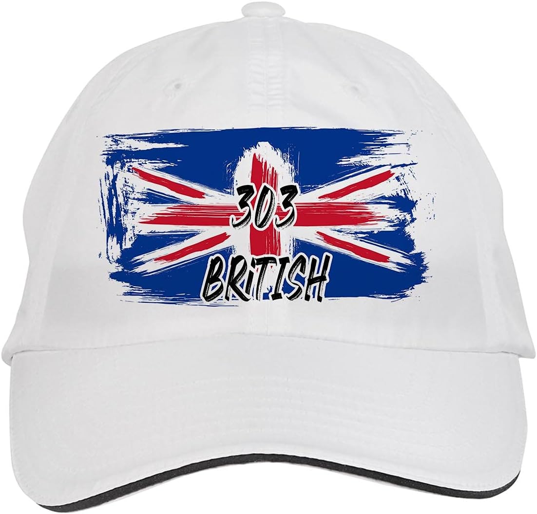 303 British British Britain England Hat Adjustable Cap, DesK43 White