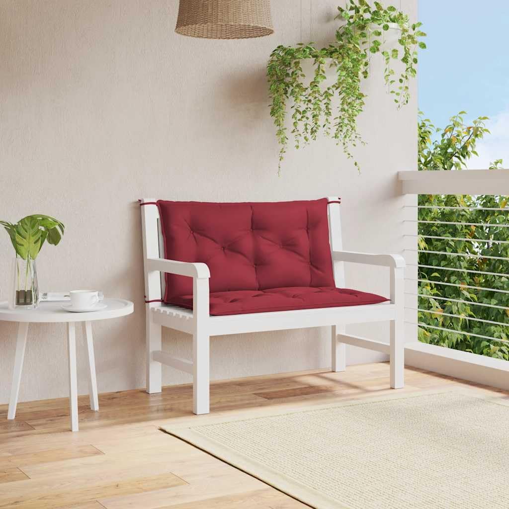 vidaXL Indoor/Outdoor Bench Cushions 2 pcs, Patio Loveseat Cushions, Porch Swing Seat Cushions, Non-Slip, Water-Repellent, Breathable, Resilient, Wine Red 39.4"x19.7"x2.8" Oxford Fabric
