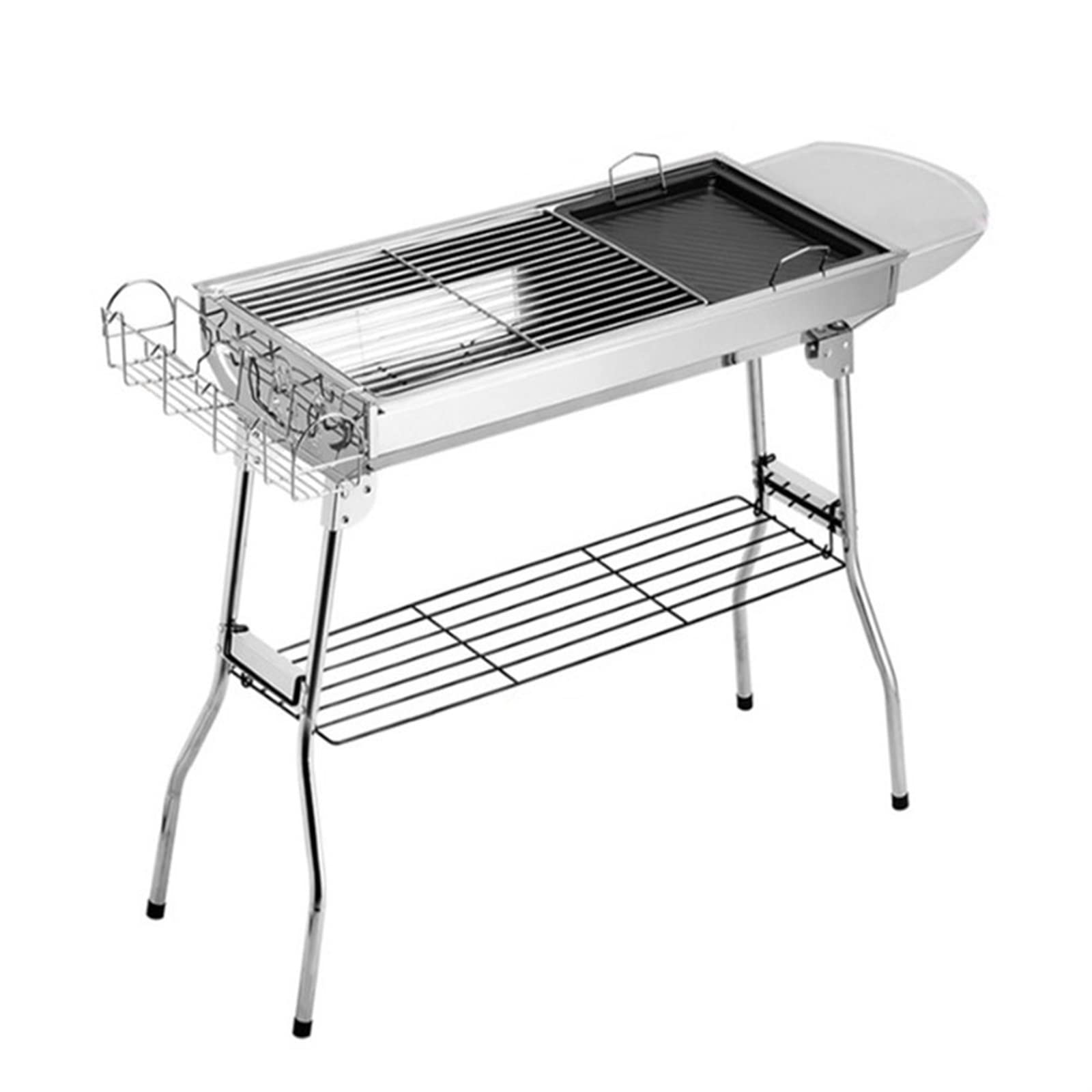 Barbecue charbon de bois amovible et pliable en acier inoxydable avec pieds amovibles