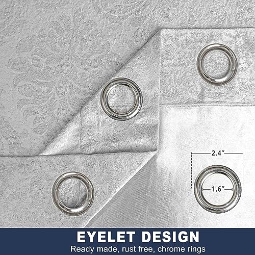 OpulentDreams Embossed Woven Thermal Curtains, Room Darkening Ring-Top Curtains for Bedroom & Living Room, Includes Tie Backs - Image 4