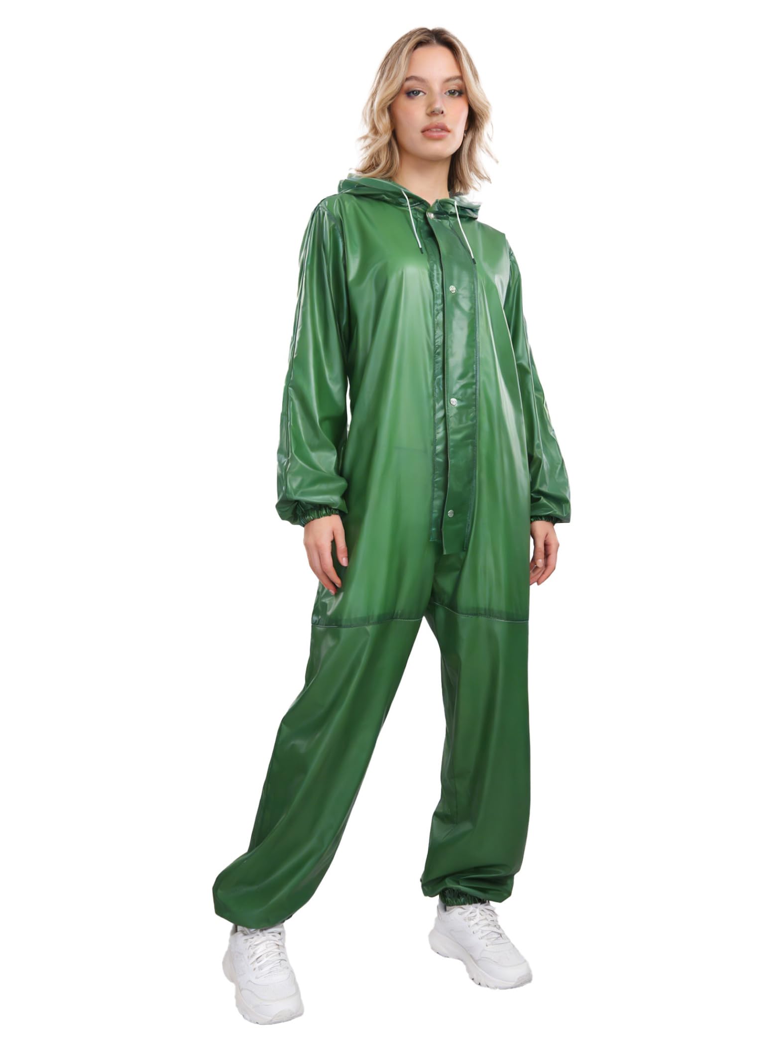Tuta Impermeabile Traspirante Unisex Uomo Intera da Lavoro Con Cappuccio Cerniera Frontale Giardinaggio Campeggio