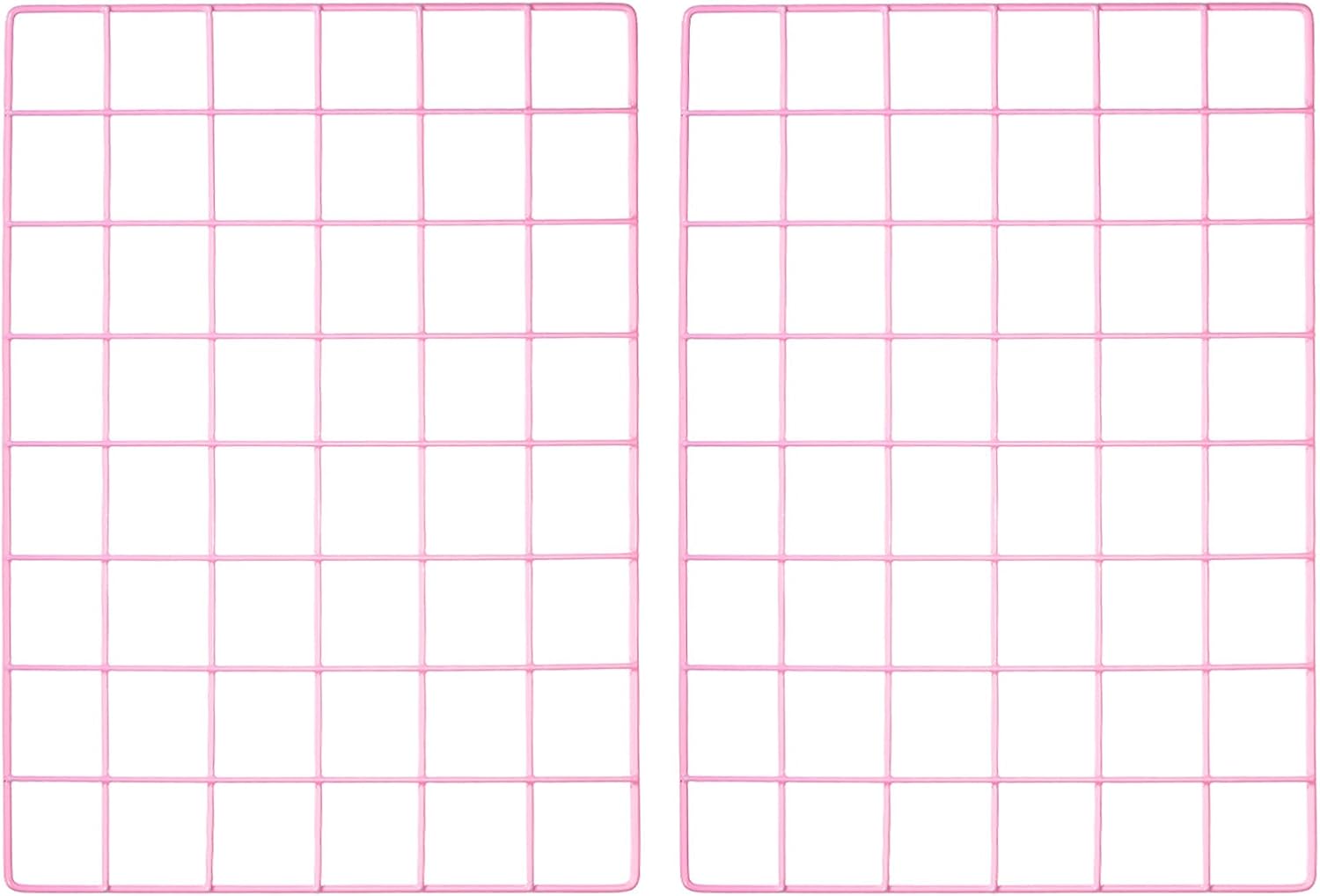 YOKIVE 2Pcs Iron Wire Grid Panel, Decorative Panels Board | Photo Pictures Display Holders Hanging Frame for Home Office (Pink, 16"x12")