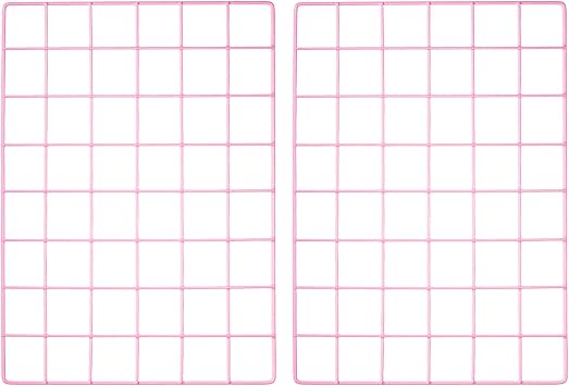 YOKIVE 2Pcs Iron Wire Grid Panel, Decorative Panels Board | Photo Pictures Display Holders Hanging Frame for Home Office Pink, 16"x12"