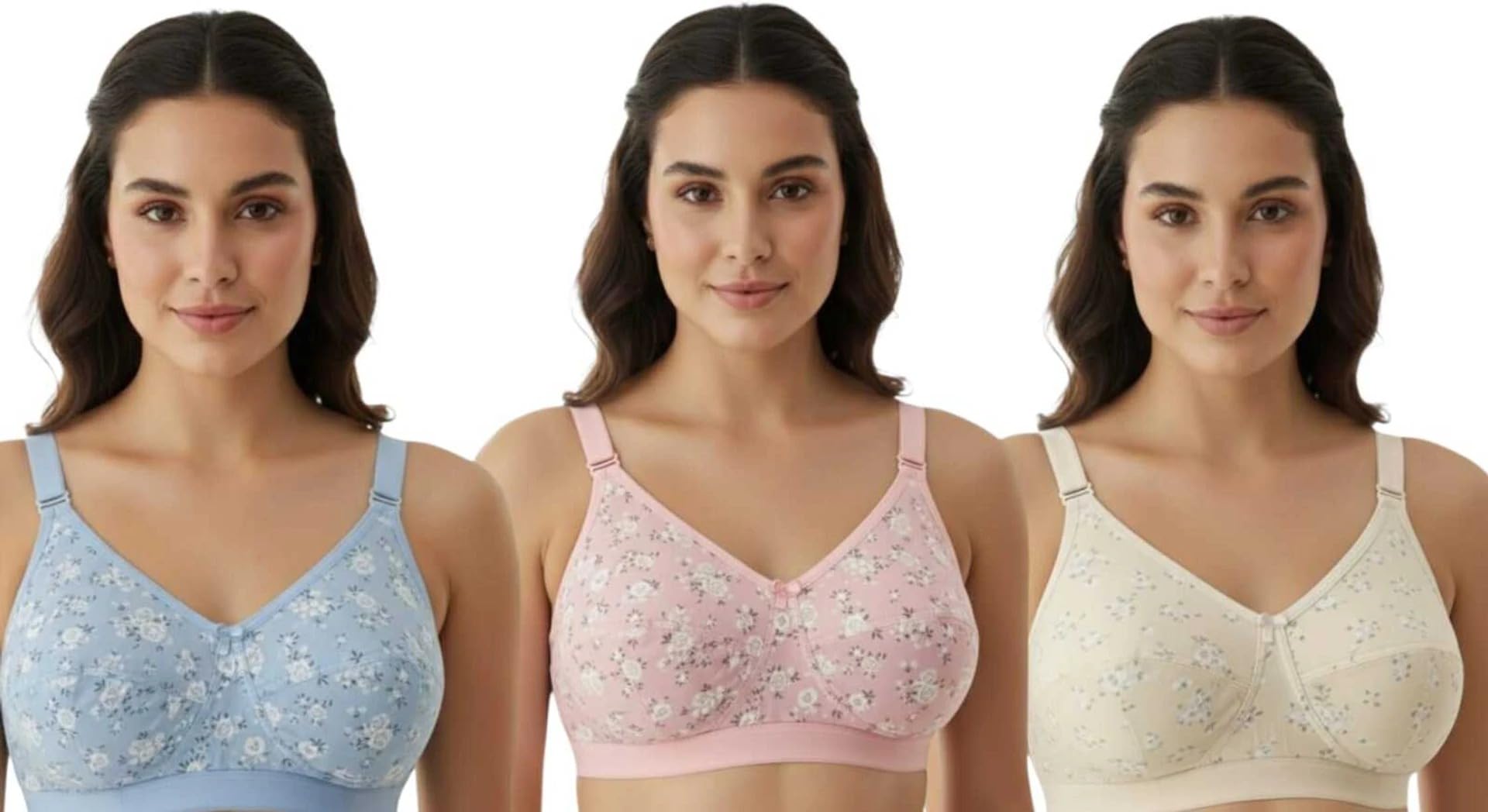 Women’s Polycotton Full Coverage Non-Padded C Cup Bra | Soft, Comfortable Everyday Wear | Multicolor (Pack of 3)-image-26