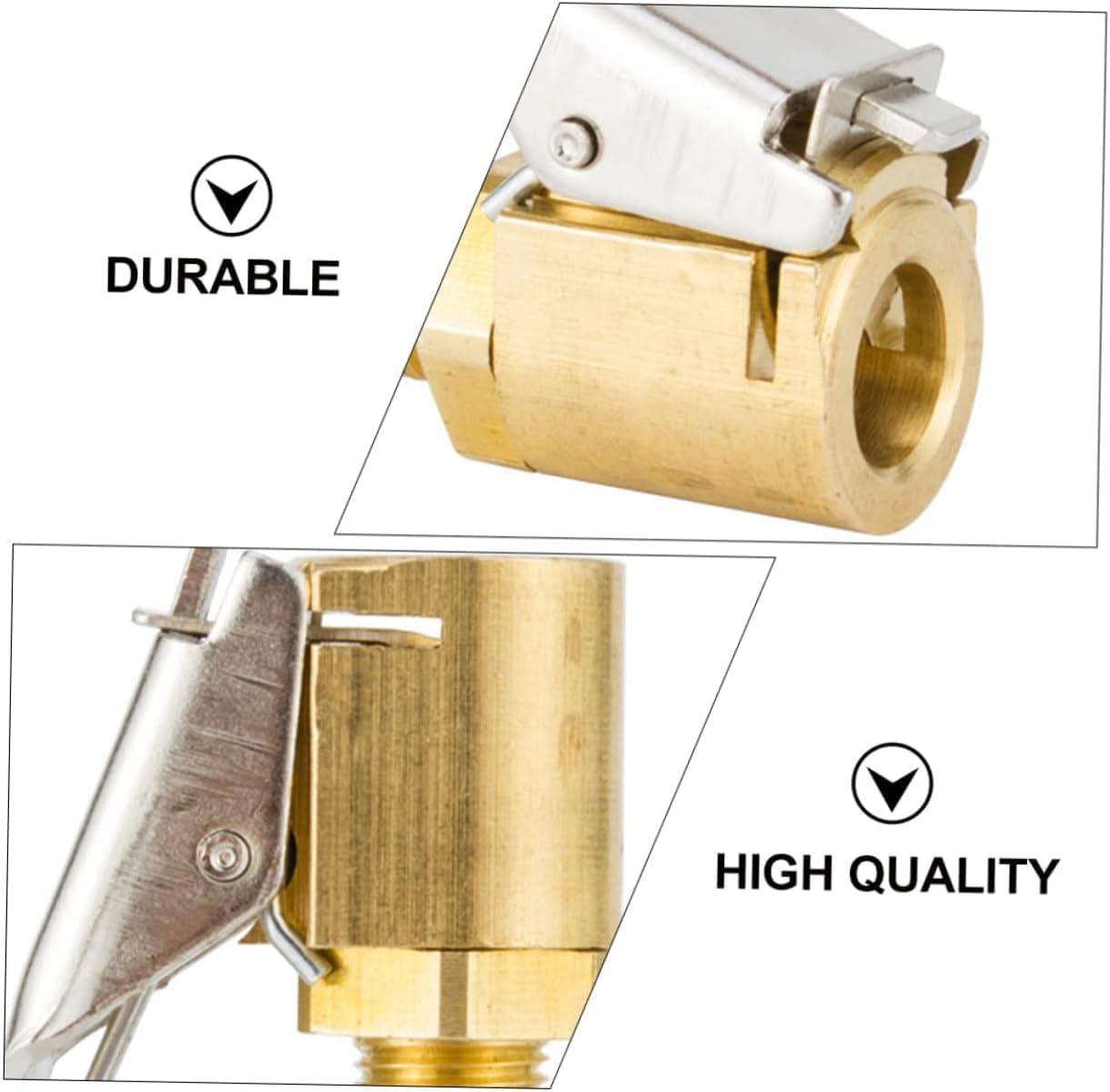2 PCS Tyre Inflator Adaptor,Brass Tyre Tire Air Chucks,Tyre Air Chuck Adapter,8mm Clamp Connector,Tire Airs Chuck with Clip Adapter,Tyre Inflator Connector for Bike,Motorcycle,Car,Truck (2 PCS,8mm) - 5