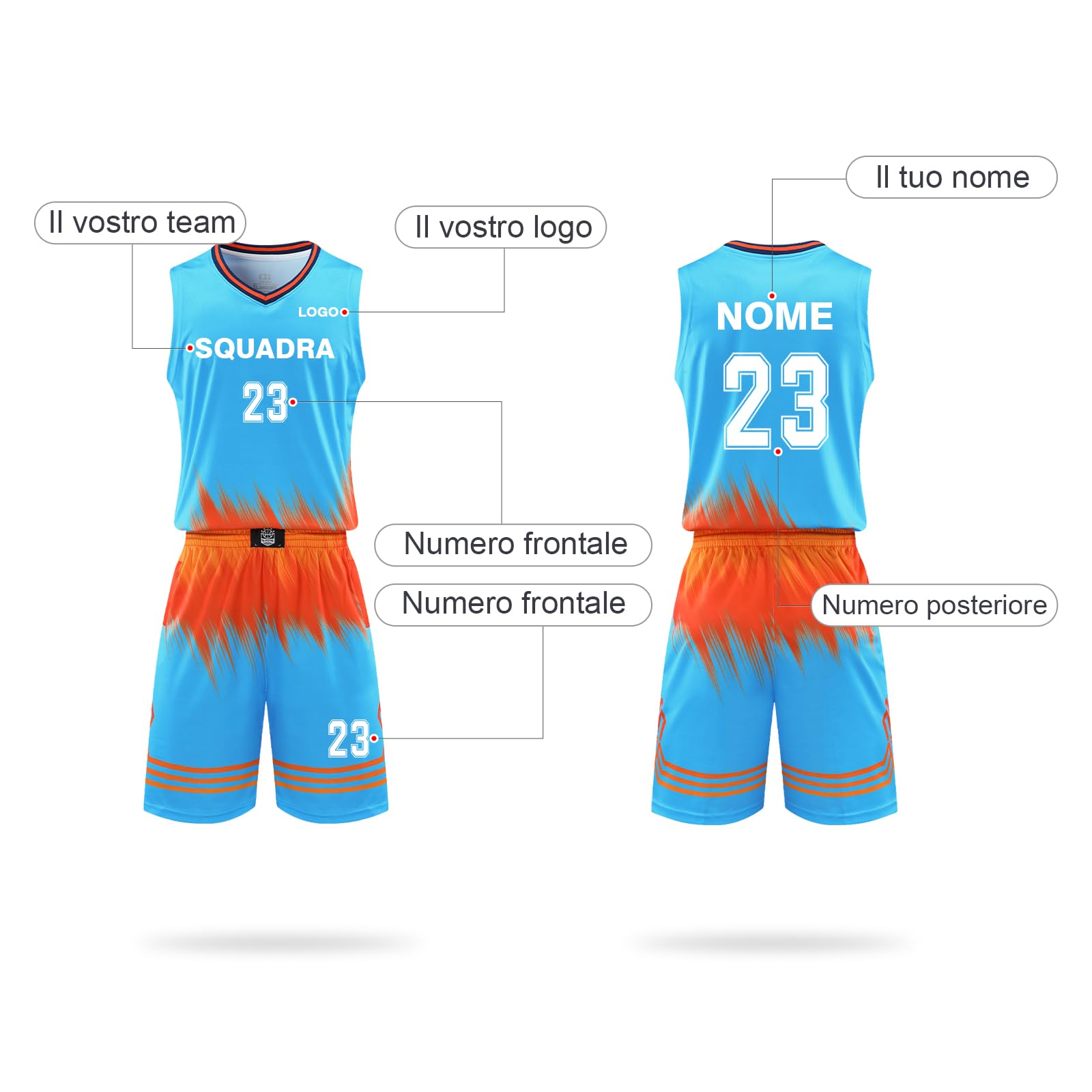LAIFU Maglie da Basket Personalizzate con Nome, Numero della Squadra e Logo per Adulti e Bambini
