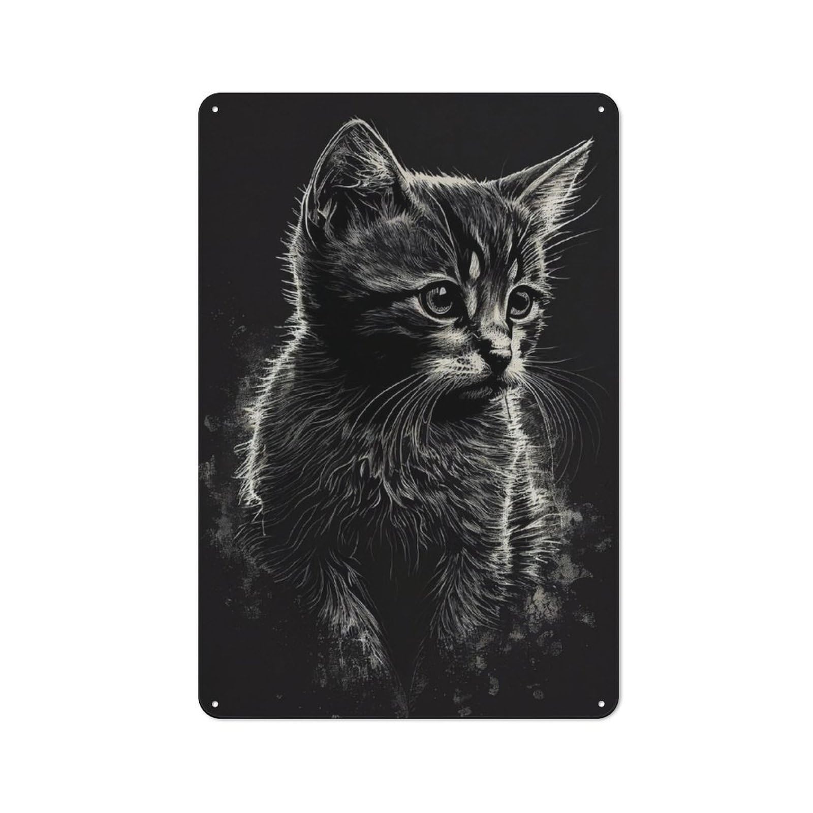 Junmoney Cat Drawing Retro Tin Sign 30X20cm For Man Cave Or Games Room, For Collectors Decorating Games Rooms And Man Caves