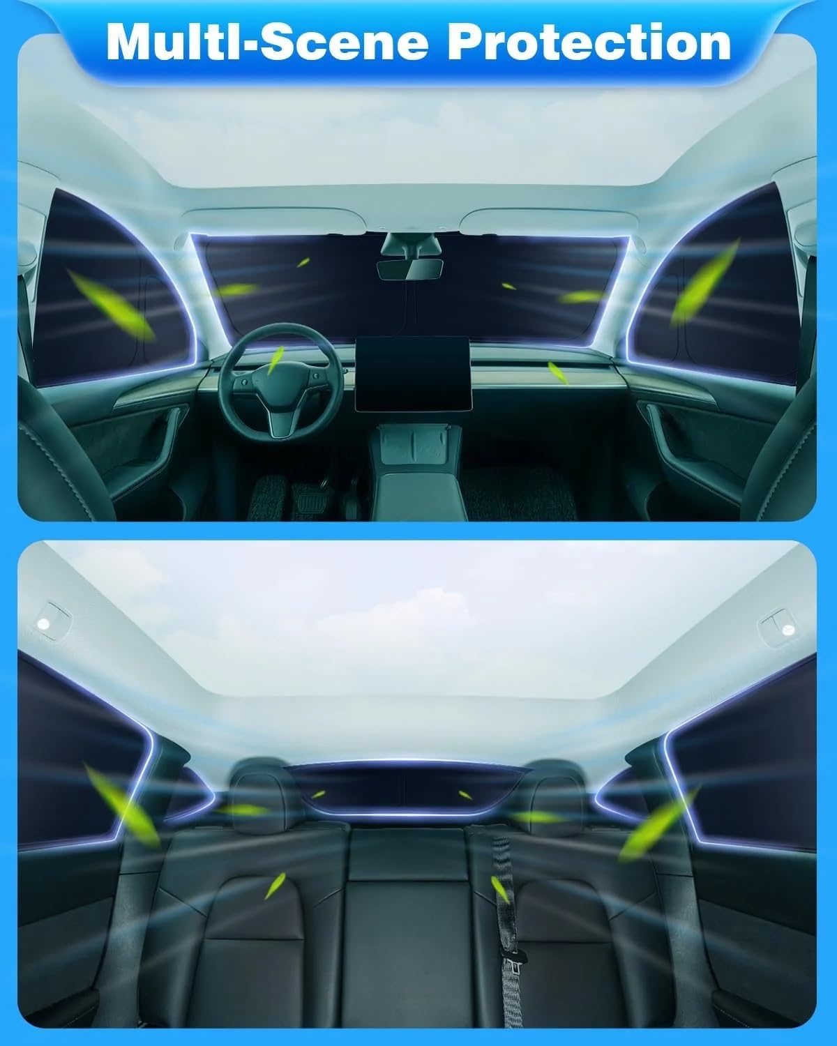 [Aggiornamento 2025] DMJN Parasole Parabrezza Su Misura Per Tesla Model Y (2016-2025) – Copertura Refrigerante Con Cristalli Di Ghiaccio, Telaio In Metallo A Memoria Di Forma, Custodia Inclusa - 2