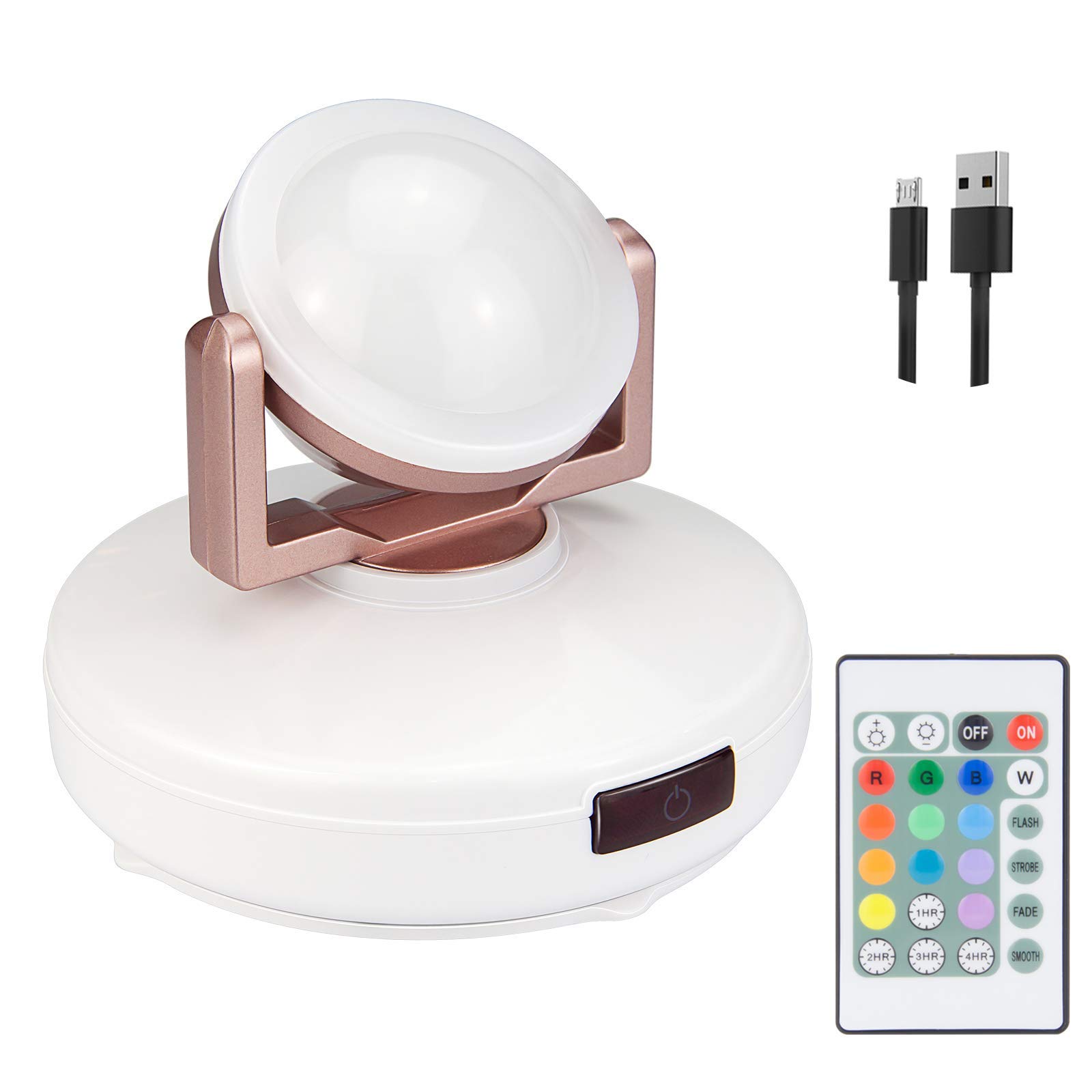 HONGUT 12 Colors Changing Accent Light, Rechargeable Picture Light with Remote, LED Dartboard Light, Puck Light with 330°Rotatable Light Head, Stick on Art Spotlight Indoor for Display, Painting