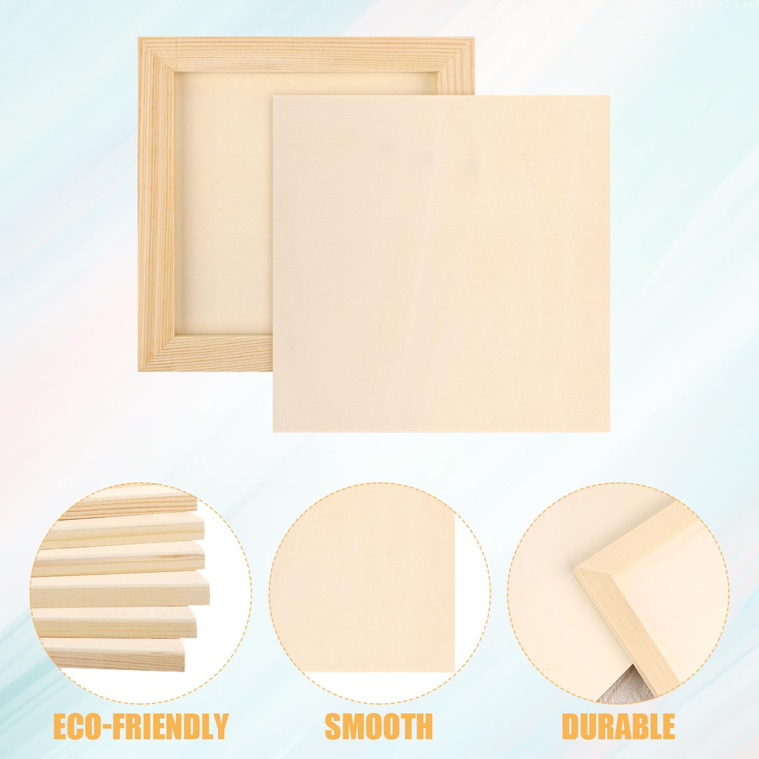 MEEDEN Onafgewerkt houten canvas board: 1,9 cm diep 25,4x25,4 cm houten canvas paneel, pak van 4 - blanco omlijst houten kunstbord voor schilderen