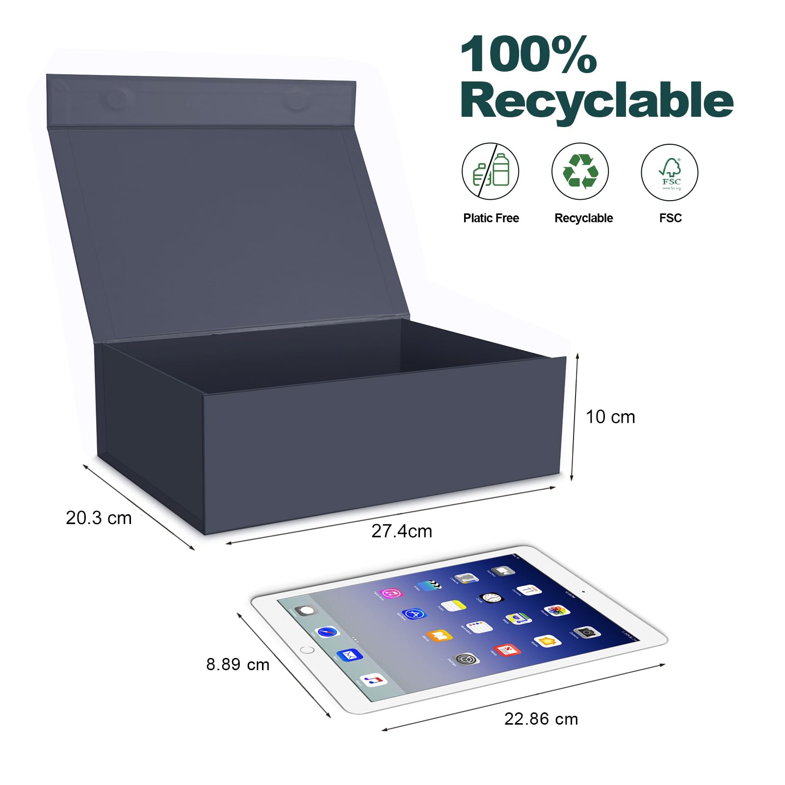 CHARMGIFTBOX Niebieskie pudełka prezentowe z pokrywkami, opakowanie 5 sztuk, 30 x 10 x 10 cm, składane pudełka prezentowe z zapięciem magnetycznym na prezent, pudełko na prezent dla druhny