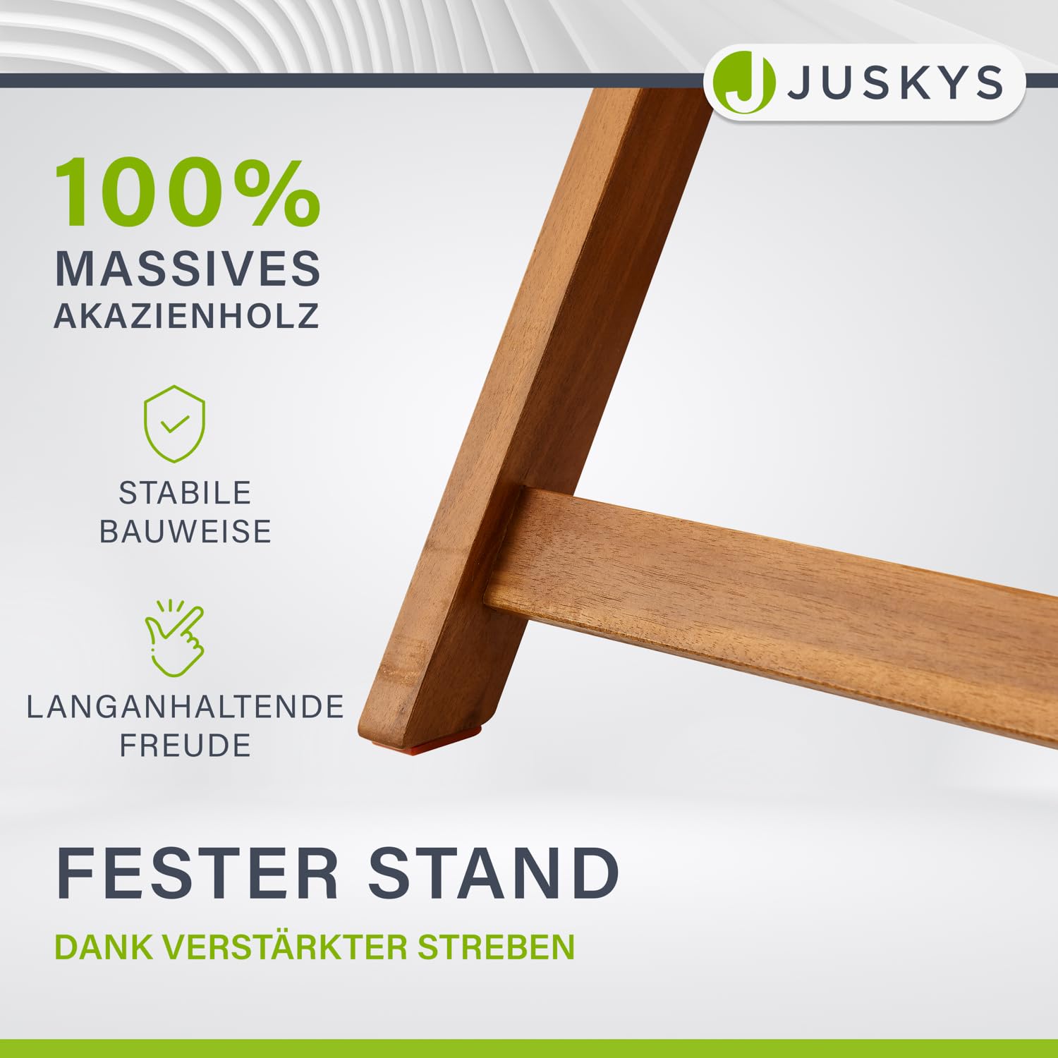 Juskys Balkonmöbel Set Bala - Sitzgruppe 3 teilig aus Holz für 2 Personen, klappbar, platzsparend - Gartenmöbel Tisch Stühle Balkonset Klappstuhl