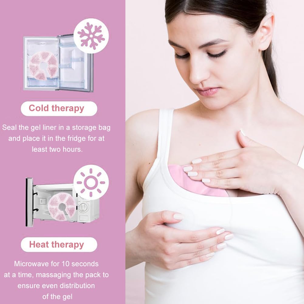 Almohadillas Terapia Mama,Almohadillas Terapia de Pecho,Paquete Gel para Pecho,Almohadillas Gel para Lactancia Frio y Caliente,Almohadillas de Frío y Calor para Pecho,para Terapia de Pecho,Rosa