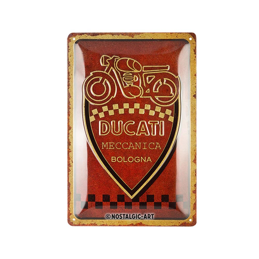 Nostalgic-Art Retro tin sign, 20 x 30 cm, Ducati – Meccanica Bologna – Gift idea for bikers, Official License Product (OLP), made of metal, vintage design