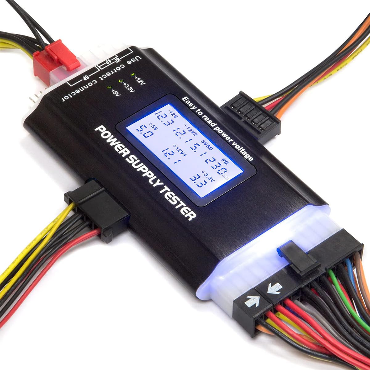 Serplex Computer Power Supply Tester – ATX/ITX/IDE/HDD/SATA/BYI Connectors With Aluminum Alloy Enclosure and 1.8 Inch LCD Screen, Black Serplex Computer Power Supply Tester – ATX/ITX/IDE/HDD/SATA/BYI Connectors With Aluminum Alloy Enclosure and 1.8 Inch LCD Screen, Black