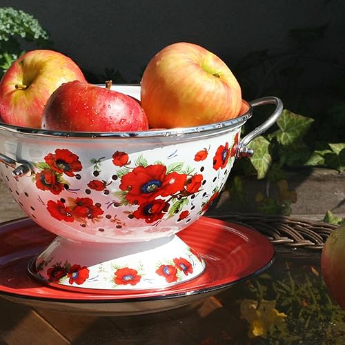 Miniatura 3 de Juego de cacerola y colador de pasta de aluminio esmaltado con toalla de cocina de algodón y espátula de cortesía, 1 olla, 1 tapa de vidrio, 1