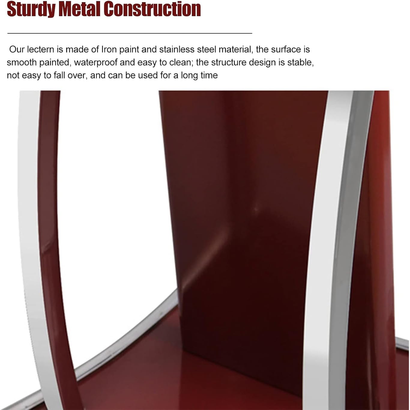 Podium Podio Church Pulpit Church Podium - Metal Podium for Classroom with Slanted Top Shelf Wood Conference Room Mobile Table for Company Campus Pulpits for Churches,Red (Black)