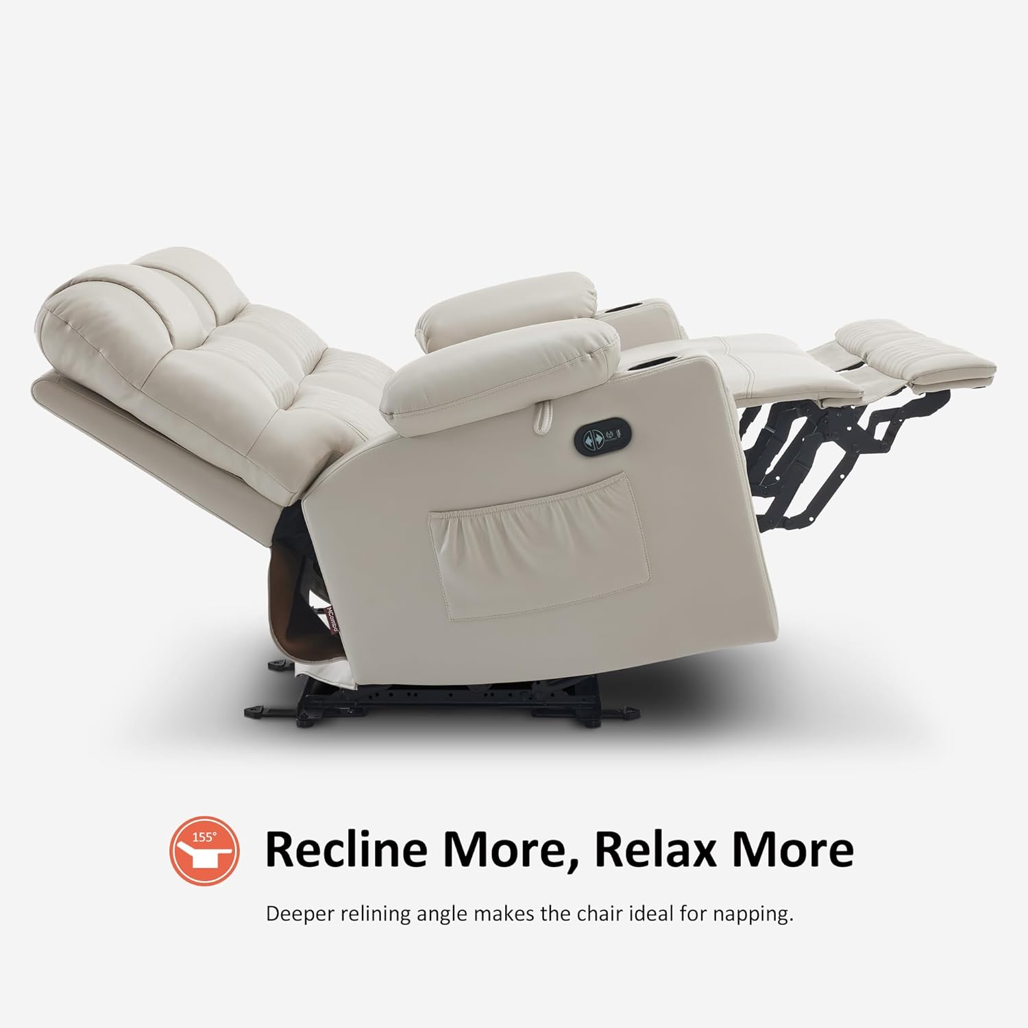 MCombo 56.3" Zero Gravity Power Loveseat Recliner with Heat and Vibration Massage, Reclining Loveseat Sofa with USB Ports, Cup Holders for Living Room, Faux Leather PR622Sets (Light Grey)