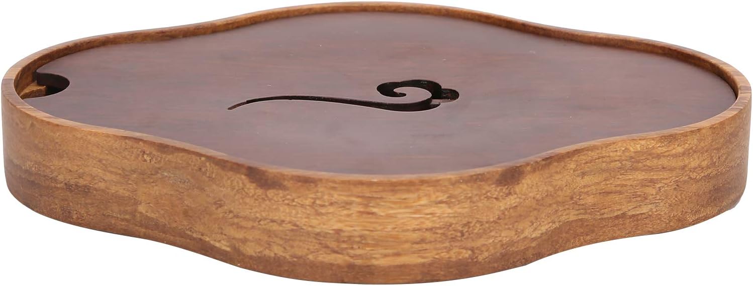 Tea Tray, Small Chinese Style Tea Board, 8.1x6.1 Inch Natural - Water Storage Design, Non Slip Pad, Ideal for Tea Set Serving and Tearoom