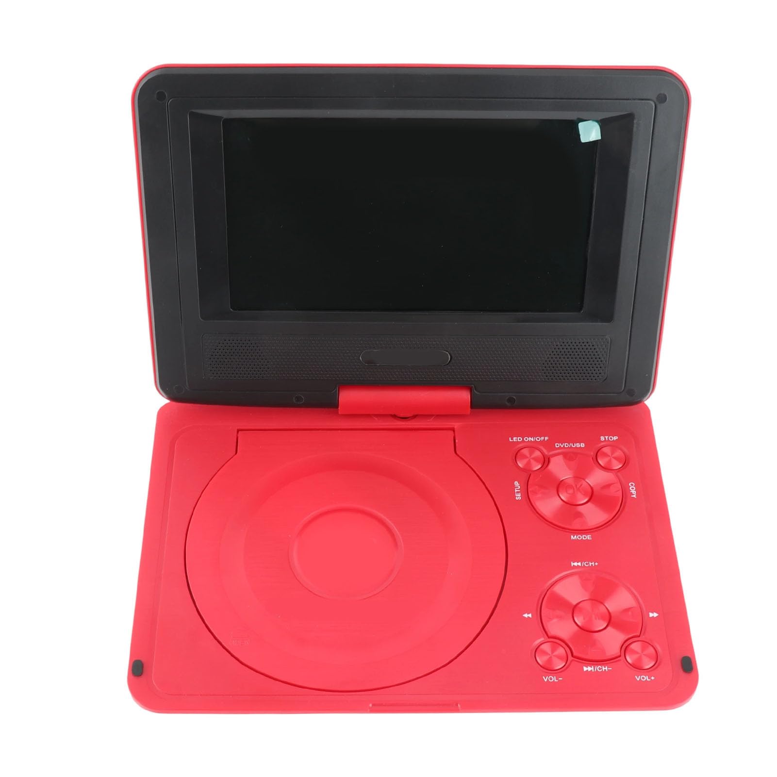 Lettore DVD Portatile con Ampio Schermo Girevole, Lettore DVD Mobile 806 1500mAh Ricaricabile, Supporta Sincronizzazione TV/Scheda SD/USB/Region (Rosso)