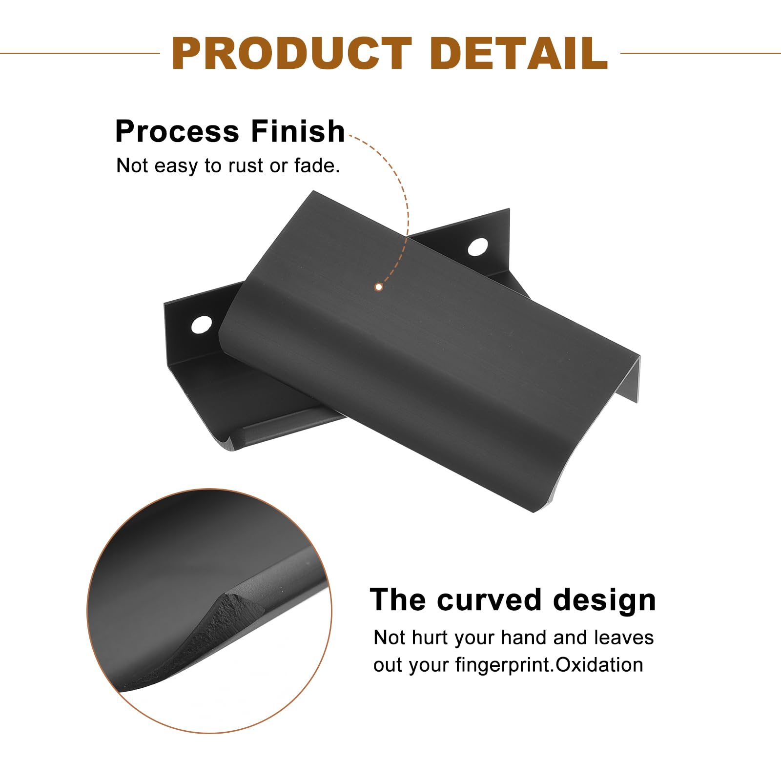 Uxcell 10pcs Finger Pulls for Cabinets Matte Black Edge Drawer Pulls Cabinet Finger Pull 64mm/2.5in Hole Center,Furniture Drawer Handles Hidden Cabinet Handle - Image 3