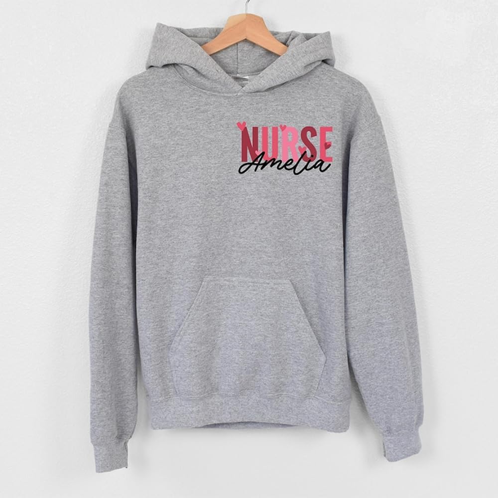 LOVELYPOD Custom Nurse Valentine Sweatshirt Hoodie, Personalized Nurse Valentines Day Gift, Personalized NICU Sweatshirt Hoodie - Image 6