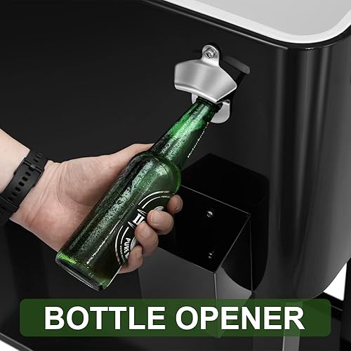 Miniatura 8 de EDOSTORY Carro enfriador de hielo con ruedas de 80 cuartos de galón, barra de bebidas para fiestas en el patio trasero con cuchara de hielo