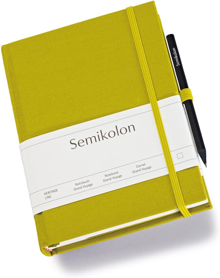 Semikolon - Travel Diary Grand Voyage, 304 Pages with World Map and Time Zones, Matcha