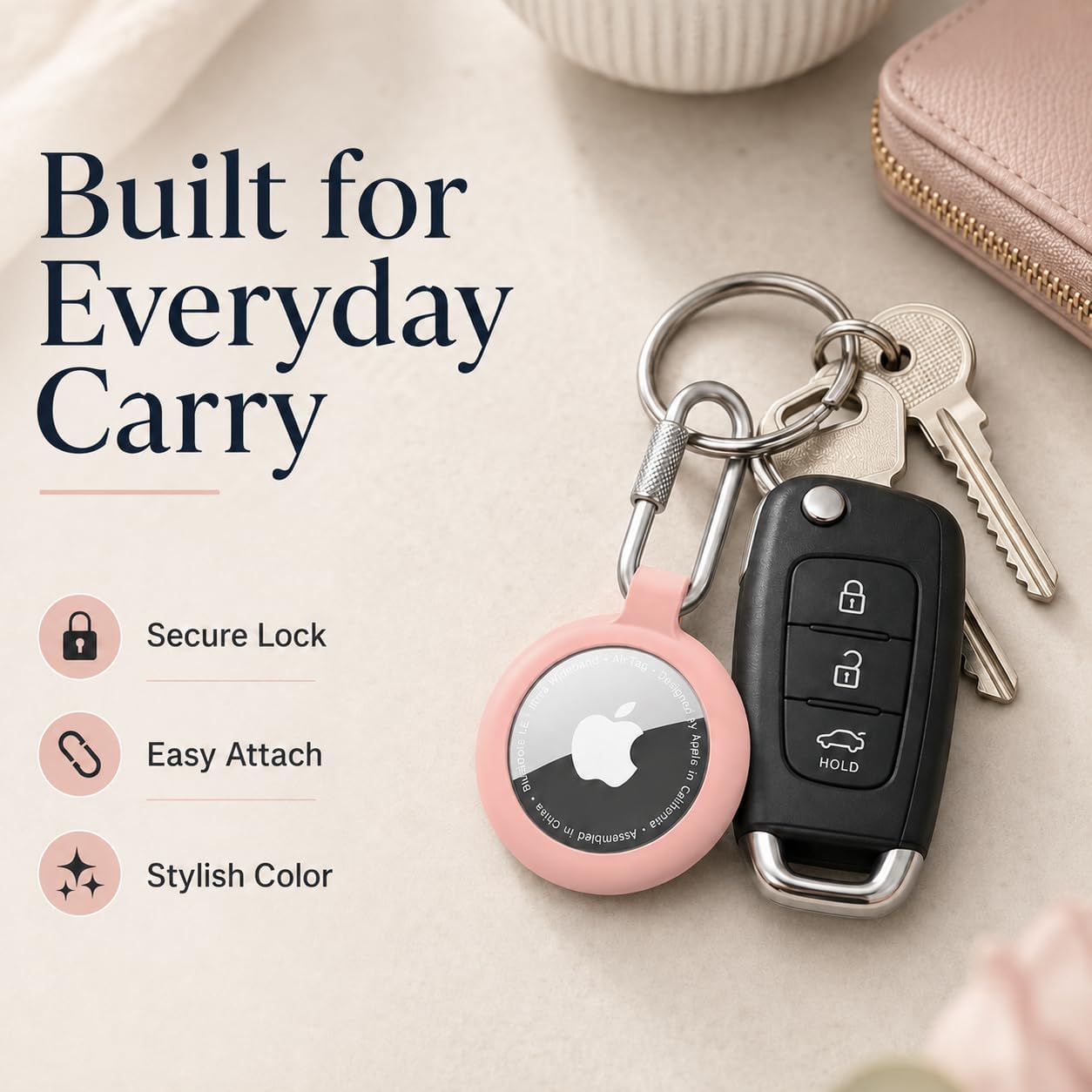 Waterproof Holder for AirTag Keychain-4Pack（Professional Carabiner） for Apple Air Tag 1st & 2nd Generation,Anti-Scratch Protective Cover for Air Tags, air tagholder for Keys, Luggage, Bags -4 Colors
