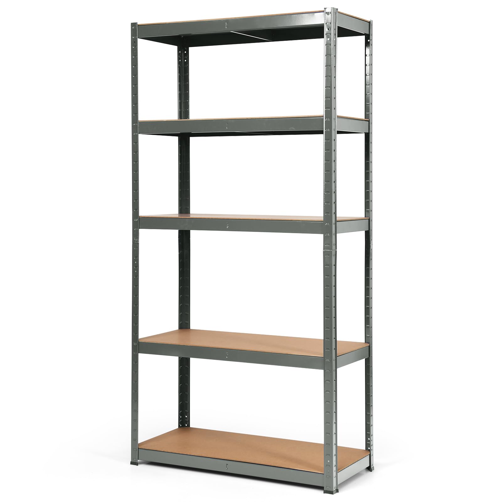 HOMFME Garage Shelving Unit, 5 Tier Metal Storage Rack with Adjustable Shelves & Anti-Tipping Device, Heavy Duty Display Shelf Organizer for Shed Workshop, 875kg Load Capacity (Grey,875kg)