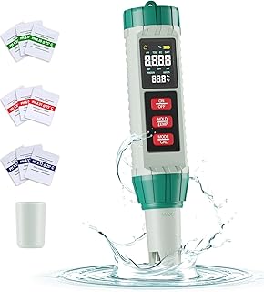 PH Mètre Testeur Sel Piscine: 5 en 1 Numérique Analyseur Eau pour Mesure PH TDS EC Salinité Température - Testeur Piscine Electronique Précision avec écran LCD rétro éclairé pour Eau Étanchéité IP67