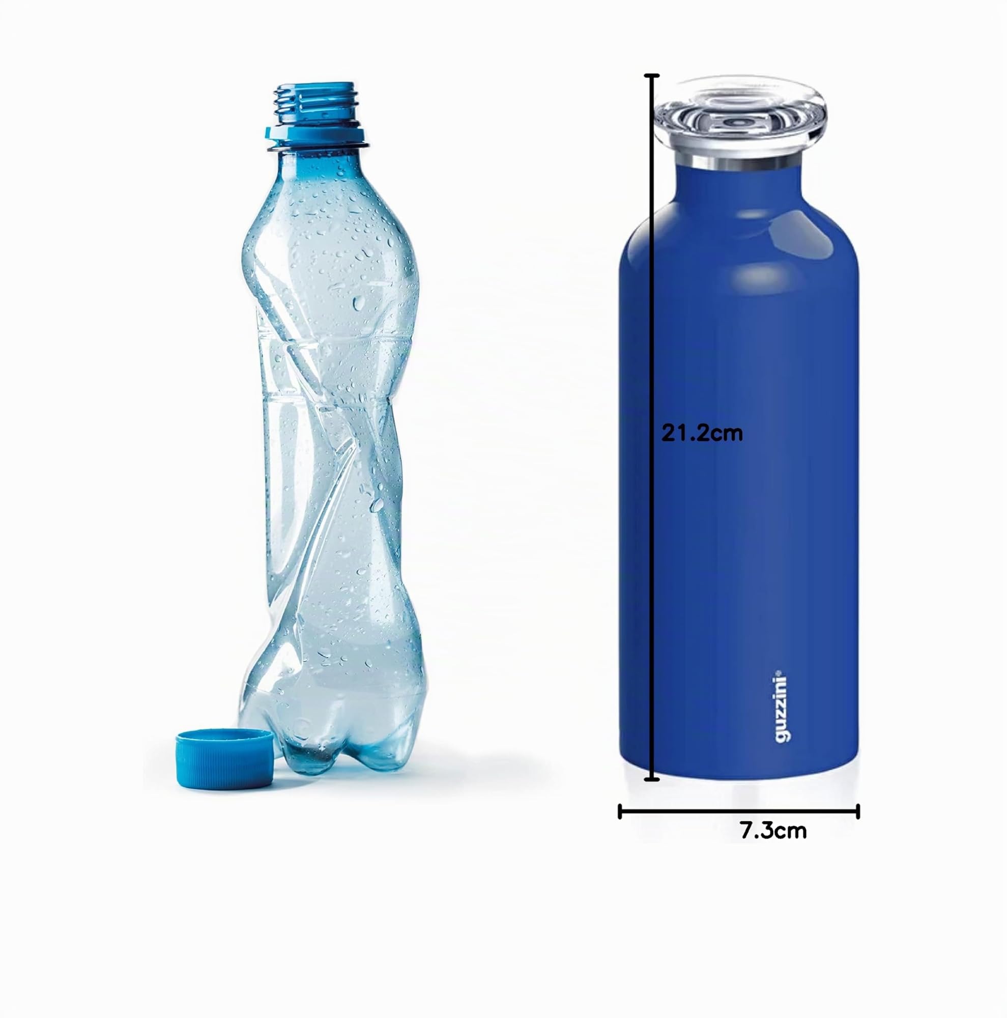 Guzzini - On The Go, ENERGY Bottiglia Termica da Viaggio - Argento, Ø 7,3 x h21,2cm | 500 cc - 11670063