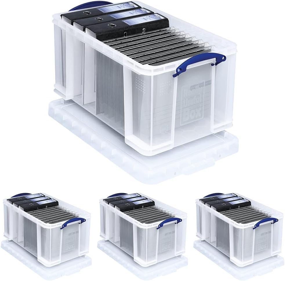 Really Useful Plastic Storage Box 48 Litre Clear (Pack of 4)