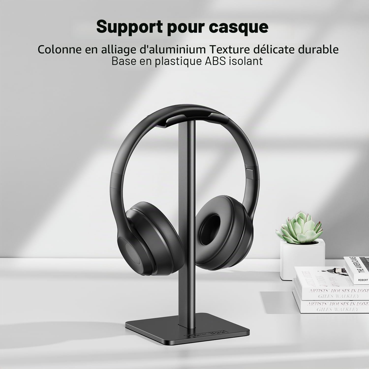 New Bee Support Universel pour écouteurs Over Sennheiser, Sony, Audio-Technica, Bose, AKG, Casque de Jeu et Affichage, Aluminium + TPU + ABS, Noir