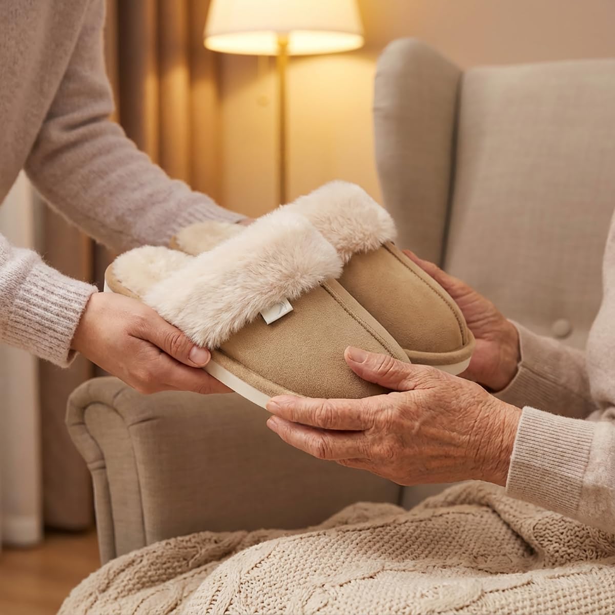 Aomigoct Womens Fuzzy House Slippers: Warm Plush & Non-Slip for Everyday Soft - The Perfect Thoughtful Gift for Mom & Grandma in Winter - Image 3