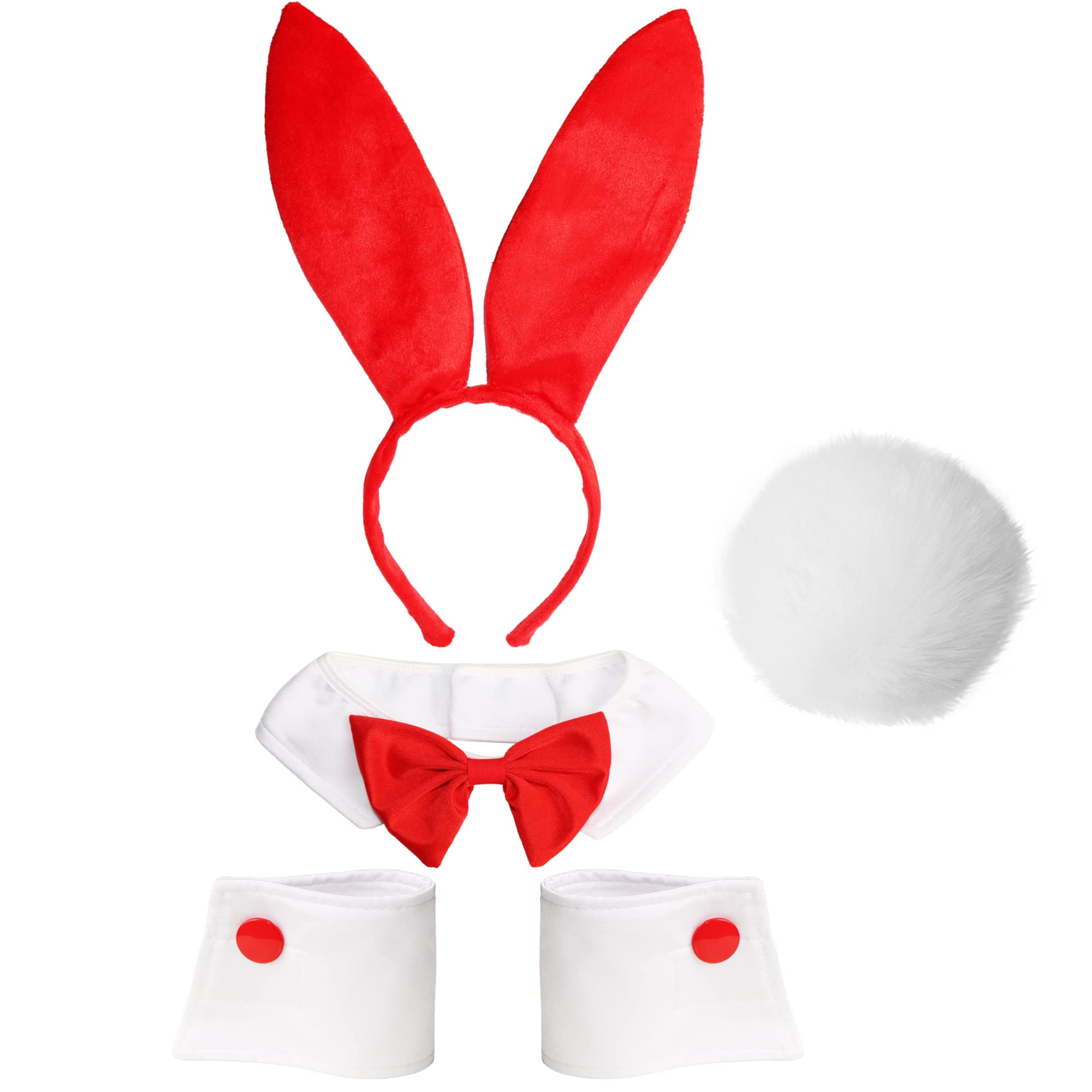 Bunny Costume Set - Rabbit Ears Headband, Bow Tie, Cuff and Tail Accessories Kit