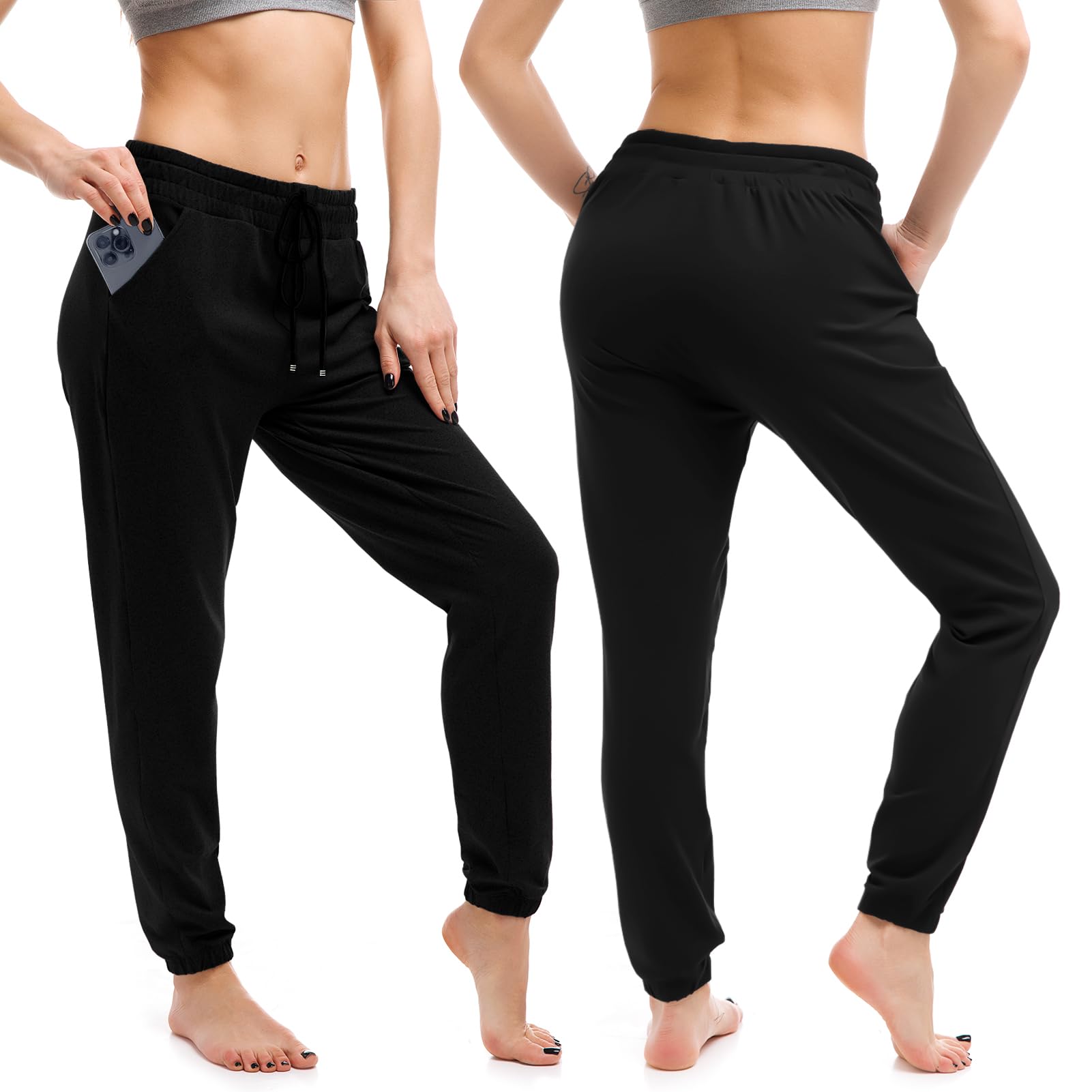 Walifrey Womens Joggers with Pockets, Drawstring Sweatpants Women for Lounging Jogging Workout and Gym
