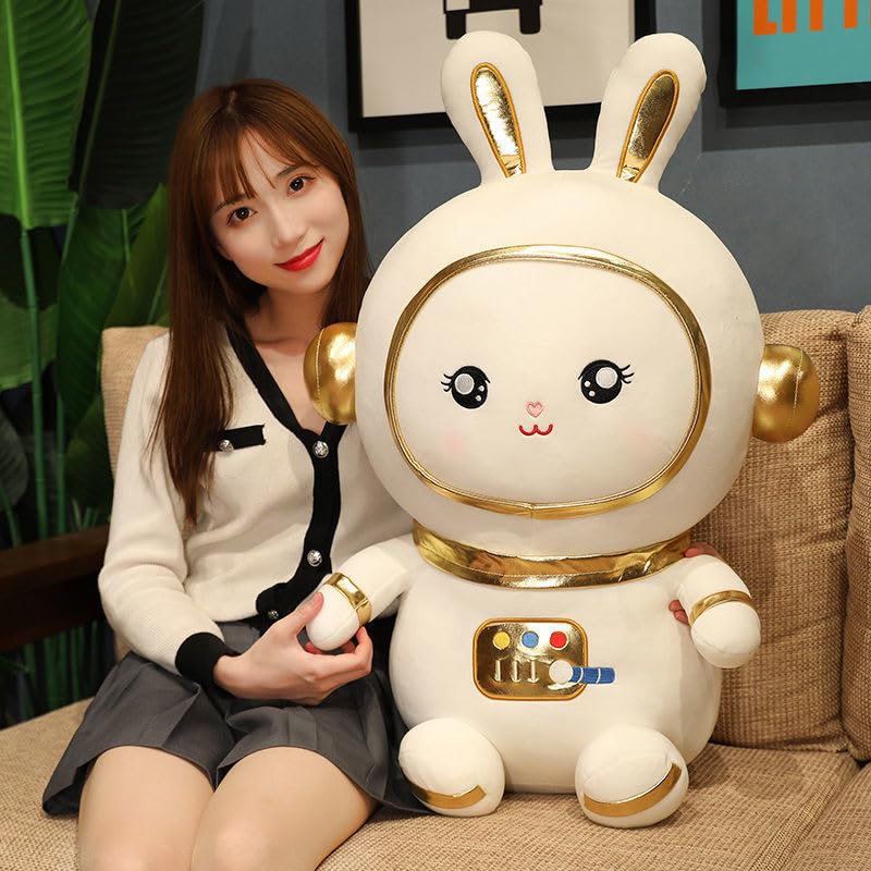 Kawaii Spazio Coniglio Peluche Giocattolo Carino Astronauta Coniglio Cuscino Farcito Peluche Animale Placare Bambola per Bambini/Ragazze Regalo 60 cm Bianco