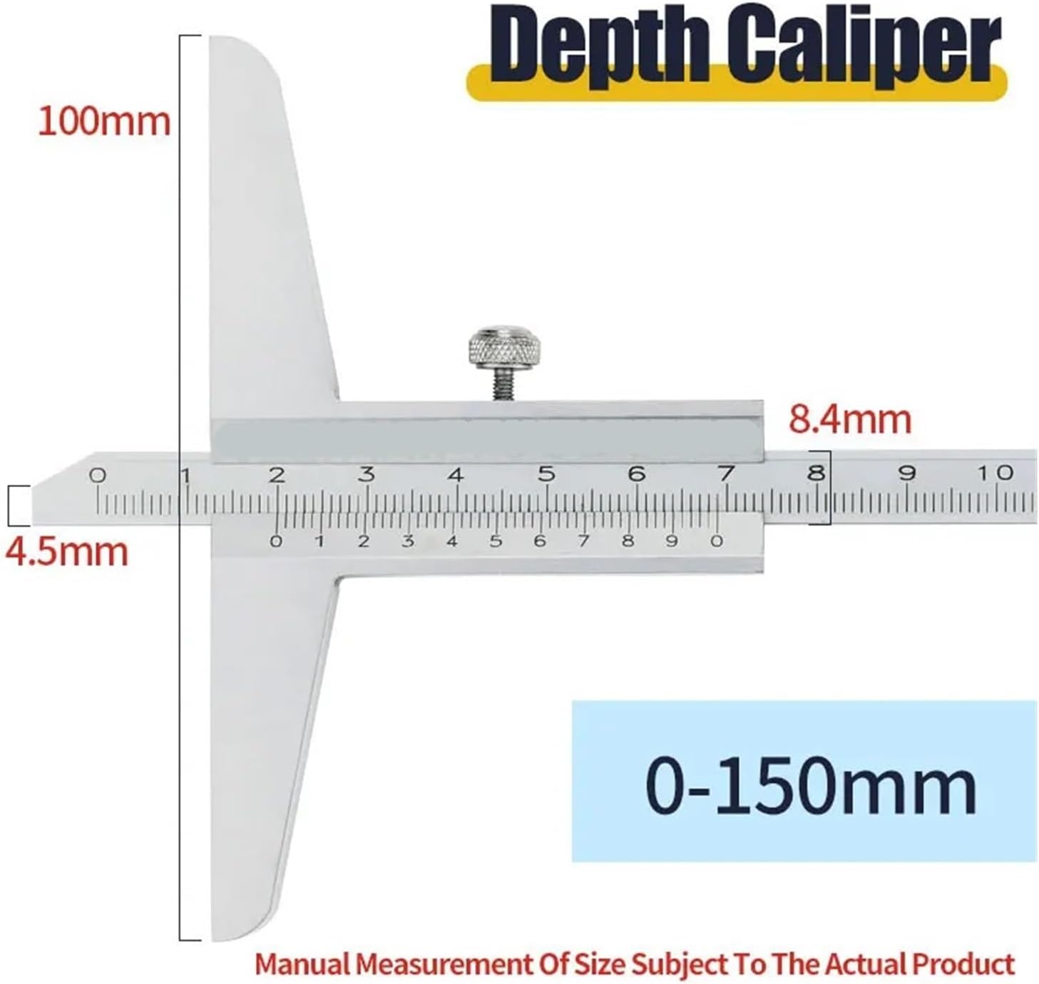 Depth Gauge Vernier Caliper Metal Calipers Woodworking Tools Caliber Measuring Tool Steel Gauges Depth Measurement 150 200 300Mm,Depth Caliper 0-150
