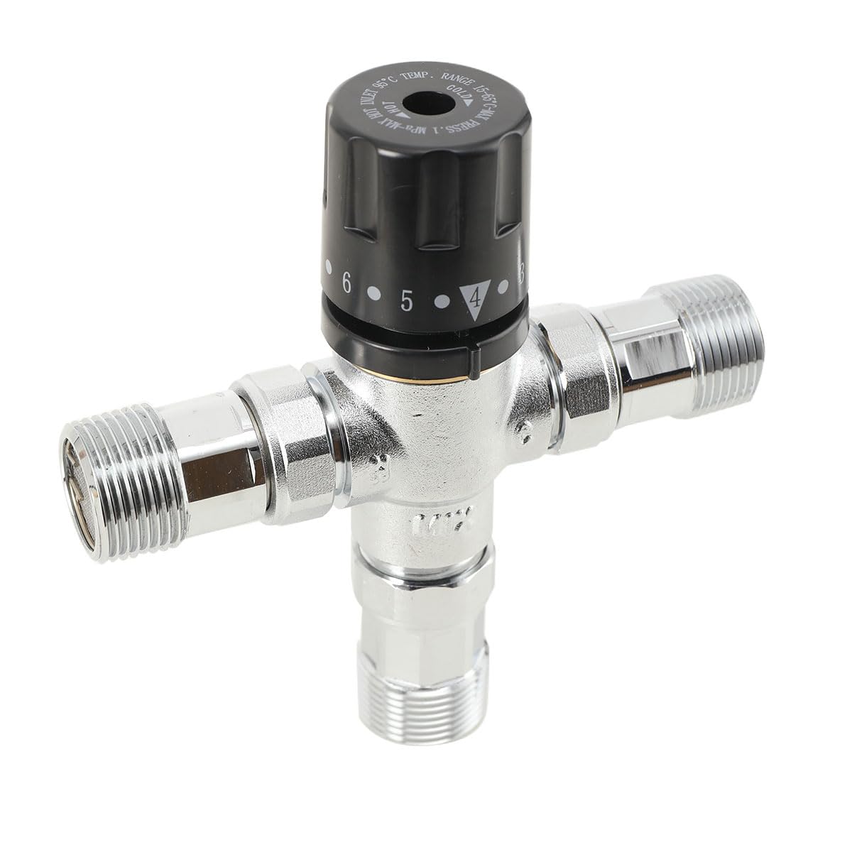 15-65℃ Thermomischer Brauchwassermischer Mischventil, 3/4 Zoll Einstellbar Thermomischer incl. 3x Verschraubung für Ingenieurprojekte