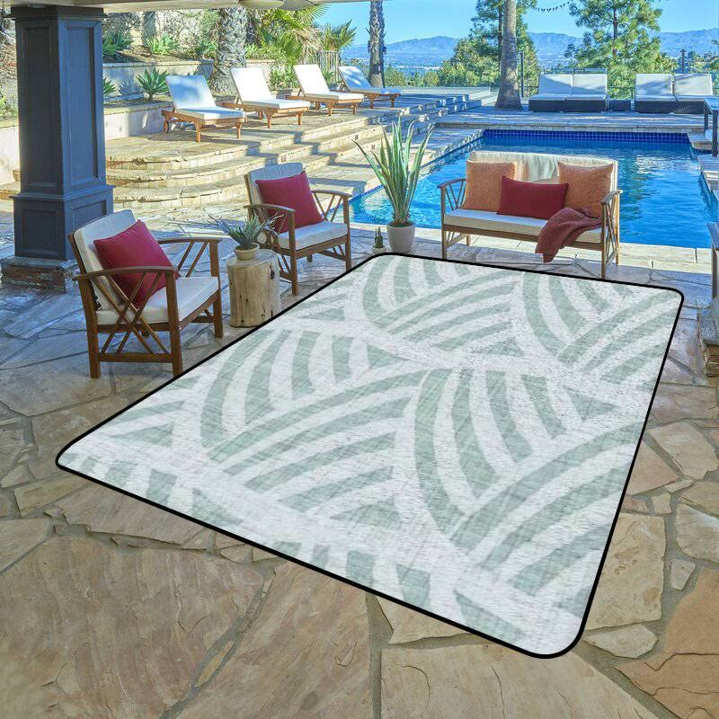 Low Pile Rug Aegean Teal Mottle Patterned Linen Texture Summer Coastal Living Style Non-Slip Soft Area Carpet Doormats Runner Rugs Mat Indoor Outdoor Home Decor for Living Room Bedroom Kids Room - Image 5