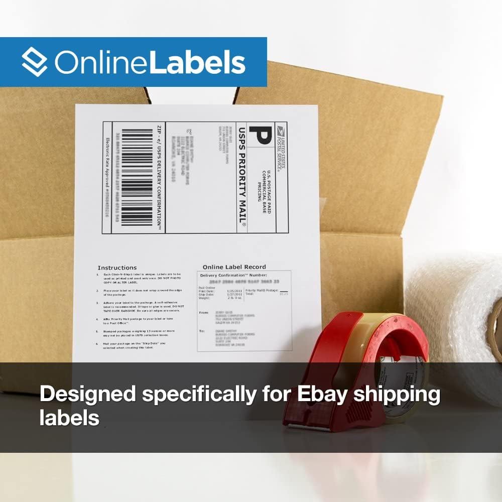 7.4 x 4.5 and 3.675 x 3 Ebay Shipping Labels - Pack of 250 Sheets - Inkjet/Laser Printer - Online Labels