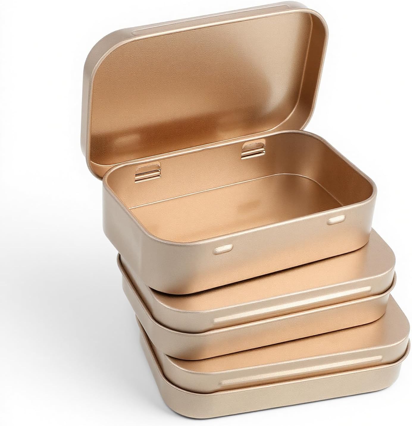LOSIF Premium Mini Metal Storage Tin Box with Hinged Lid Portable Rectangular Organizer Case for Jewelry Pills Earbuds Coins Crafts Gift Packaging & Travel Accessories (1, ROSE GOLD)-image-12