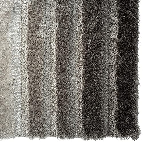 Image of Carpets for Living Room 3 x 5 Feet Soft Smooth Thick Non-Slip Fluffy Shaggy Area Rug for Bedroom, Drawing, Kids Room, Office with Upto 2 Inch Microfiber High Pile (Gray Silver A)