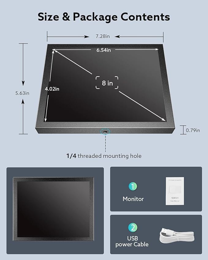 Monitor Mini Portátil 8 Pulgadas Resolución HD+ 1024x768 miniatura 7
