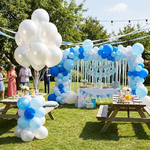 Image of RUBFAC Pearl White Balloons 65pcs, 12 Inch Party Balloon with Ribbons for Wedding Engagement Anniversary Bridal Baby Shower Birthday Party Decoration