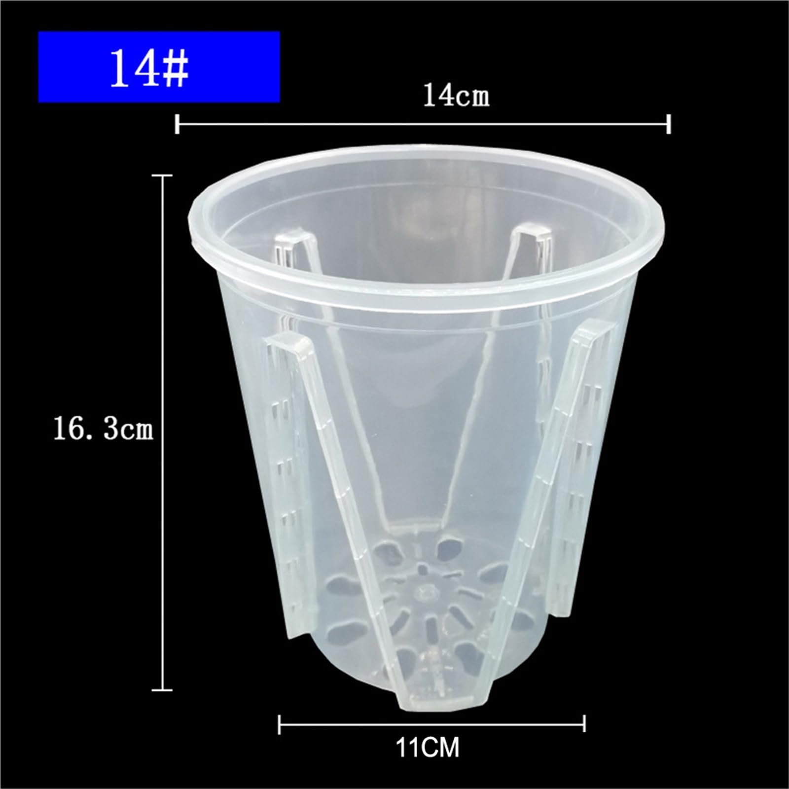Przezroczyste plastikowe rośliny Przezroczyste doniczki na storczyki z ABS z otworami na sukulenty i rośliny doniczkowe, opakowanie 5 sztuk 10-16 cm(16cm)