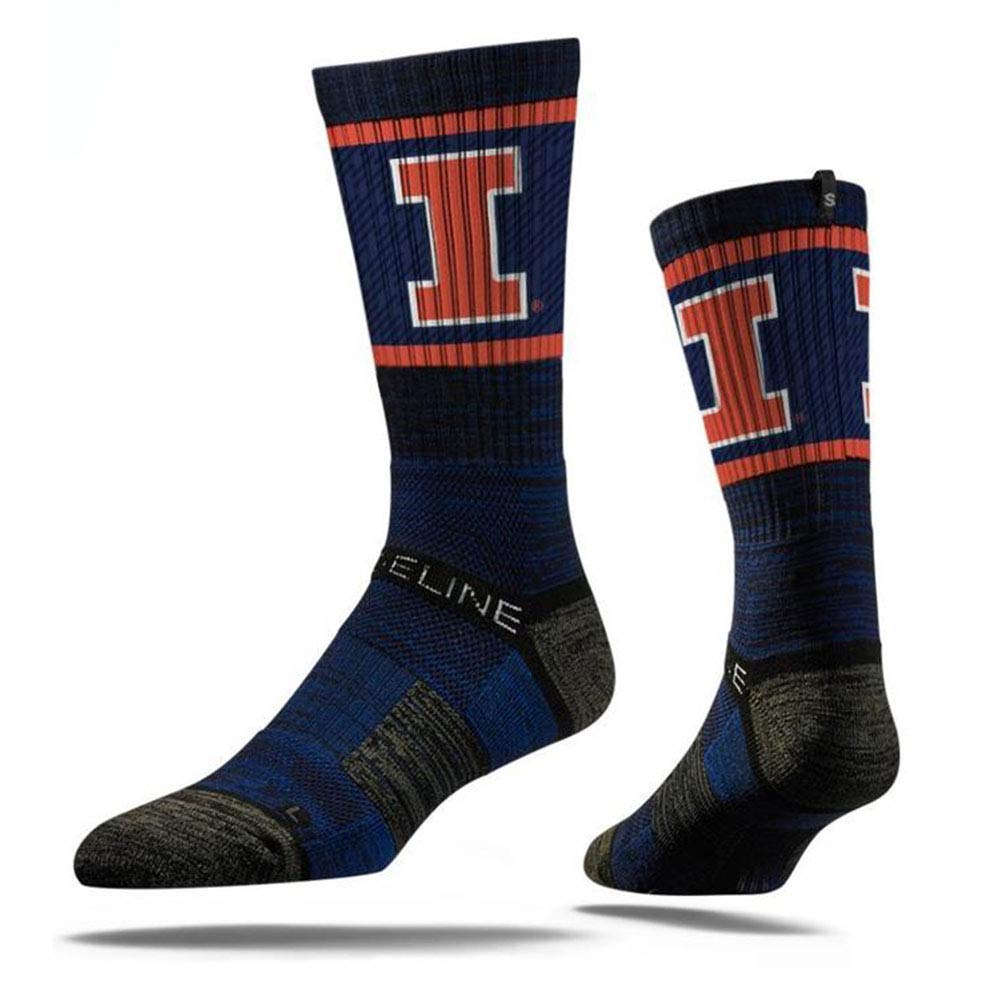 Strideline Illinois Fighting Illini Premium Crew Sock - Navy