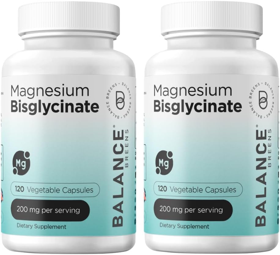 Balancebreens Magnesium Glycinate 200mg - Magnesium Bisglycinate Chelated Supplements for High Absorption - Non GMO and Gluten Free Gentle on Stomach for Restful Sleep and Muscle Support, 120 Count